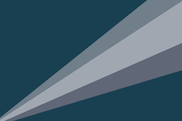 En mörkblå bakgrund med tre strålar i nyanser, från vänster nedre hörn upp till höger övre hörn